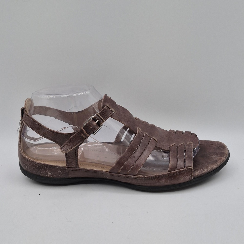 ECCO Sandals Womens Size 8 EU 39 Brown Nubuck Gladiator Strappy Buckle Comfort - Picture 3 of 13